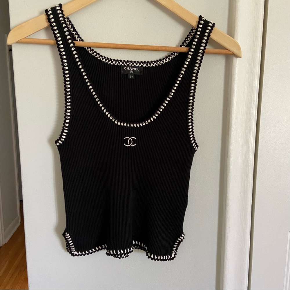 CHANEL 22C COTTON KNIT CC TANK TOP